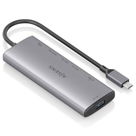 AISENS USB-C Dock 7 en 1 con HDMI 4K y puertos de 10 Gbps, Gris